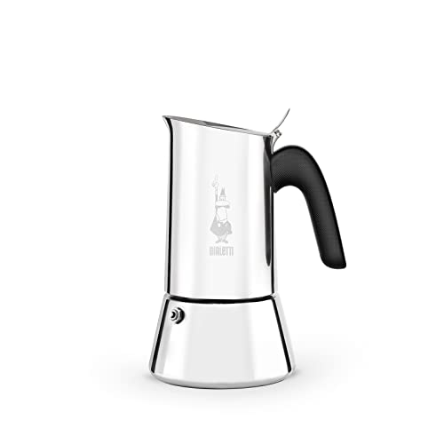 Bialetti - Nueva Venus de Inducción, Cafetera Italiana para Espressos de Acero inoxidable, adecuado para todo tipo de Placas, 4 Tazas de café (170 Ml), Aluminio y Plata