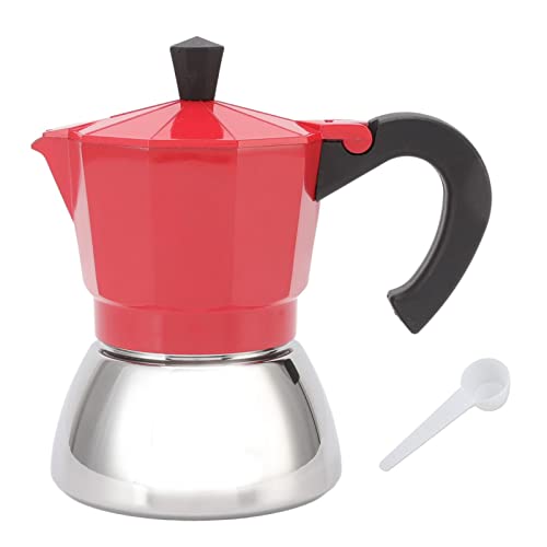 Cafetera Espresso para estufa, cafetera Moka Espresso de 120ML, 3 tazas, cafetera para estufa de aluminio, cafetera roja Moka Express para café en casa