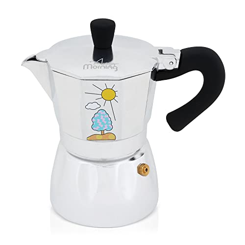Any Morning | Cafetera Italiana para 3 Tazas de Café Espresso, Express Moka Pot Coffee Maker - 120 ml