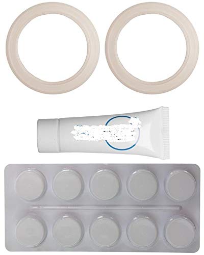 Juego de cuidado 25444 compatible con Sage, Breville, Gastroback de 54 mm (2 juntas 21531, 10 pastillas de limpieza 8203, 10 ml de grasa especial).