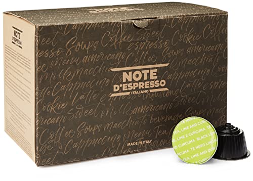 Note d'Espresso - Cápsulas de Té Negro con Limón, Lima y Cúrcuma - Compatibles con Cafeteras NESCAFE'* DOLCE GUSTO* - 48 caps