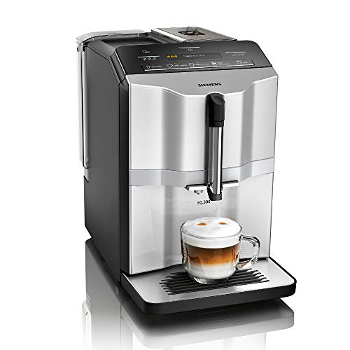Siemens EQ.300 TI353501DE - Cafetera automática, tamaño compacto, fácil de usar, 1300 W, color plateado